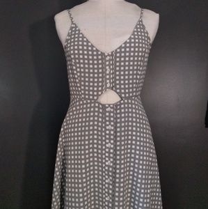 Button down checkered maxi dress